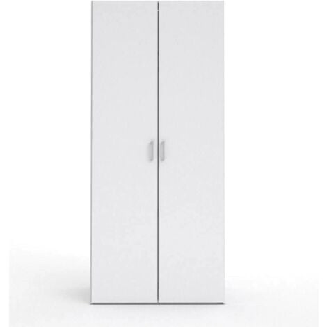 Dmora Armoire à deux portes battantes avec deux étagères internes et tringle à vêtements, couleur blanche, Dimensions 77 x 175 x 49 cm