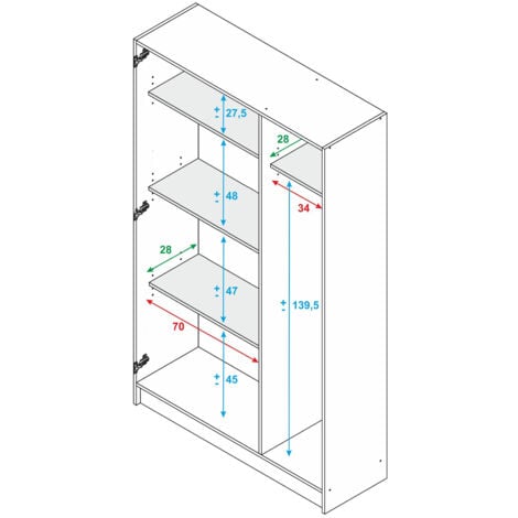 Dmora - Armoire polyvalente Dain, Armoire auxiliaire à 3 portes, Armoire à  chaussures, Placard à balai, 109x37h180