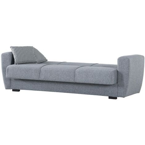 Dmora Canapé Escobar, Canapé conteneur 3 places linéaire, Canapé de salon en tissu rembourré avec ouverture clic-clac, Cm 223x84xh80, Gris