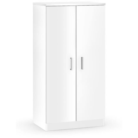 Dmora Armoire multifonction avec deux portes avec six étagères, couleur blanche, Dimensions 55 x 108 x 36 cm