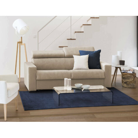 Dmora - Canapé fixe Dkalul, Grand Canapé 2 places, 100% Made in Italy, Canapé Salon, en tissu matelassé, avec appuis-tête réglables et accoudoirs standard, Cm 200x95h85, Beige (1/4)