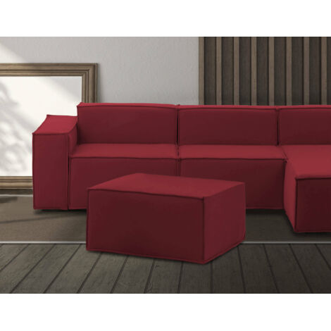Talamo Italia Pouf Barbara, Pouf de salon, 100% Made in Italy, Fauteuil relax en tissu rembourré, Cm 80x70h43, Rouge, avec emballage renforcé (1/5)