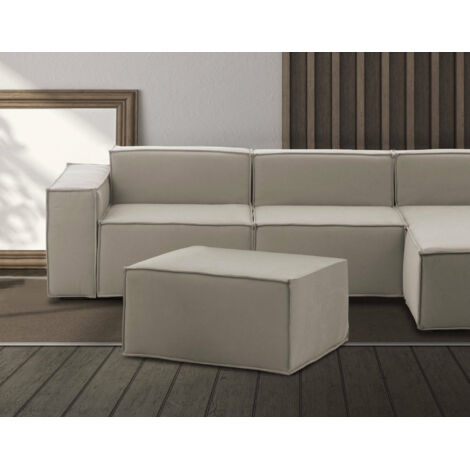 Talamo Italia Pouf Barbara, Pouf de salon, 100% Made in Italy, Fauteuil relax en tissu rembourré, Cm 80x70h43, Tourterelle, avec emballage renforcé (1/5)