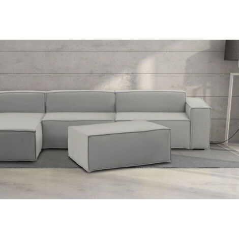 Talamo Italia Pouf Antonella, Pouf de salon, 100% Made in Italy, Fauteuil relax en tissu rembourré, Cm 100x70h43, Gris, avec emballage renforcé (1/5)