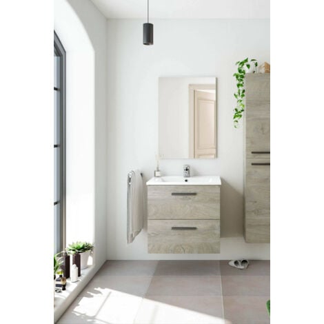 Meuble de salle de bain blanc mat sous lavabo suspendu avec deux porte –  Océan Sanitaire