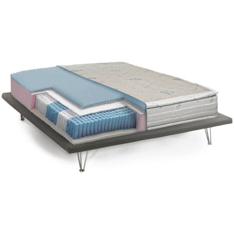 Talamo Italia Matelas simple Lena, Matelas mémoire et ressorts ensachés et ions d'argent, 100% Made in Italy, Anti-acarien et hypoallergénique, Cm 80x190 h37, avec emballage renforcé (1/5)