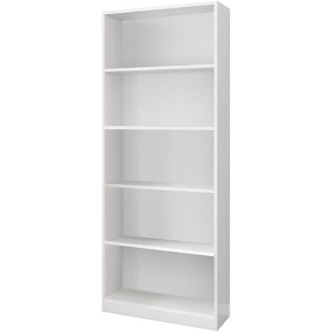 Dmora Bibliothèque Boston, Bibliothèque linéaire avec 4 étagères, Étagère de bureau ou de chambre, Bibliothèque moderne, cm 80x28h201, Blanc