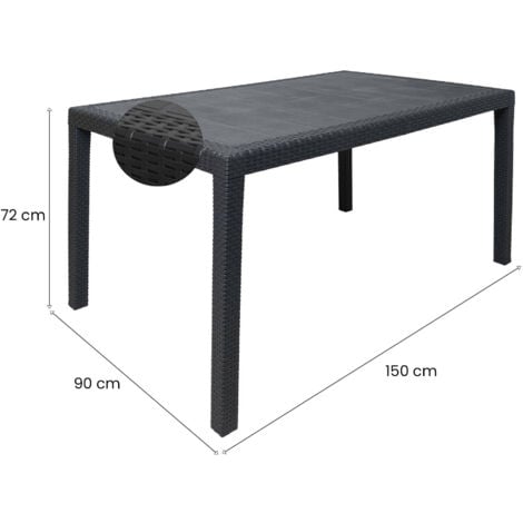Dmora Table d'extérieur Portici, Table à manger rectangulaire, Table de jardin polyvalente effet rotin, 100% Made in Italy, Cm 150x90h72, Anthracite