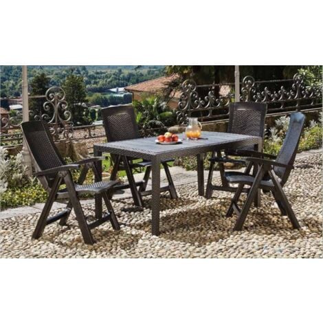 Dmora Table d'extérieur Portici, Table à manger rectangulaire, Table de jardin polyvalente effet rotin, 100% Made in Italy, Cm 150x90h72, Anthracite