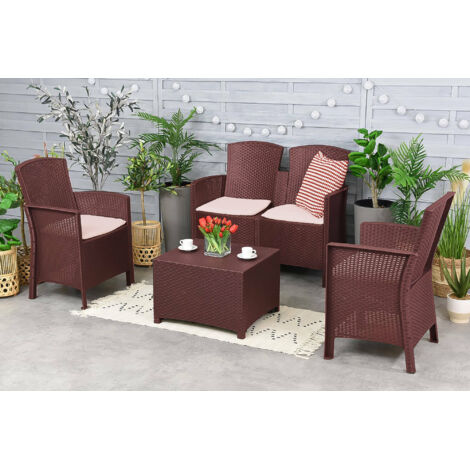 Ensemble Salon de Jardin - Coin Détente Extérieur Marron (1/5)