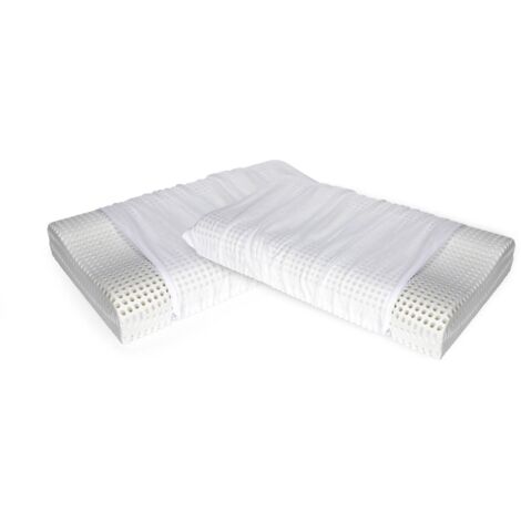 Dmora Talamo Italia Lot de 4 oreillers pour lit, 100% Made in Italy, Oreiller orthocervical avec housse amovible en mousse à memoire de forme perforée, hypoallergénique et respirant, 70x41xh11,5 cm (1/4)