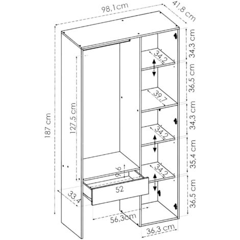 Armoire everest, structure pour dressing, portemanteau ouvert