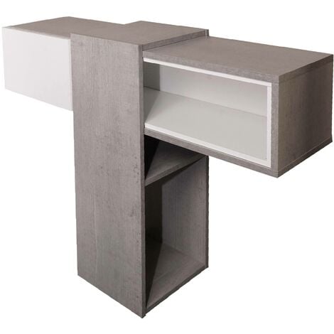 Dmora Meuble d'entrée avec miroir, entrée pour hall avec tiroir, Vide-poche pour petits appartements, cm 100x27h155, couleur Ciment et Blanc
