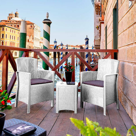 Set Sanremo Dmora - Table Et 4 Bancs De Jardin Blancs - 100% Made In Italy