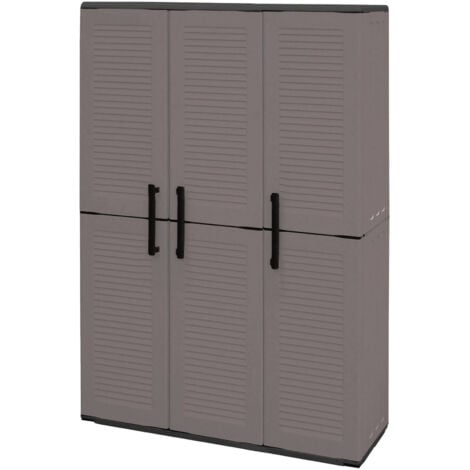 Dmora Armoire extérieure ou intérieure, 3 portes et 3 niveaux en polypropylène ajustables, 100% fabriqués en Itala, 102x37h163 cm, couleur grise