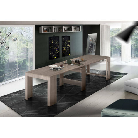 Dmora - Table à rallonge Dguigo, Console extensible jusqu'à 12 places, Table avec support d'extension, 100% Made in Italy, 51/300x90h77 cm, Orme nacré