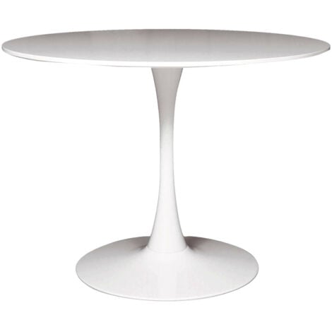 Dmora Table ronde, Table basse pour salle à manger, 100x100h75 cm, Couleur Blanc
