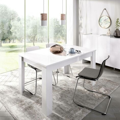Table de salle à manger rectangulaire blanche avec rallonge intégrée