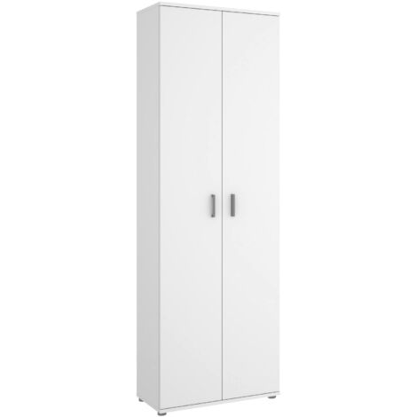 Dmora - Armoire polyvalente Suretta, Meuble de rangement multifonction, Armoire à 2 portes, 61x35h190 cm, Blanc, avec emballage renforcé