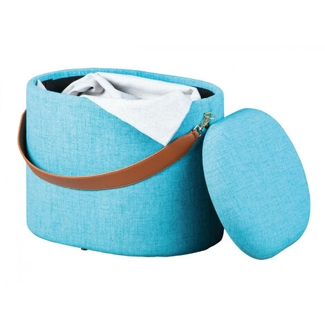 Pouf-conteneur en éco-cuir, coloris blanc, 45 x 47 x 45 cm