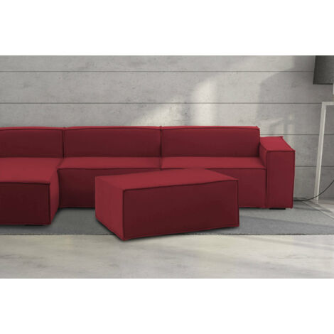 Talamo Italia Pouf Antonella, Pouf de salon, 100% Made in Italy, Fauteuil relax en tissu rembourré, Cm 100x70h43, Rouge, avec emballage renforcé (1/5)