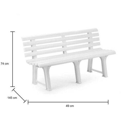 Dmora - Banc d'extérieur Dluzard, Banc de jardin monobloc, Banc d'extérieur, 100% Made in Italy, 145x49h74 cm, Blanc