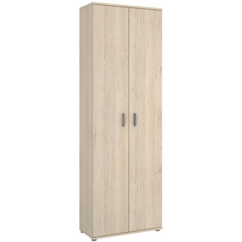 Dmora – Armoire à 2 portes 61x35h190 cm – Meuble de rangement multifonction en chêne – 7 étagères modulables – Design moderne et élégant