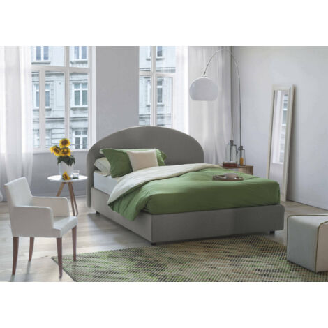 Talamo Italia Lit double Cora, Lit conteneur avec revêtement en tissu, 100% Made in Italy, Ouverture frontale, avec matelas 160x190 cm inclus, Gris, avec emballage renforcé (1/4)