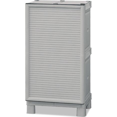 Dmora Cabinet multi-usage ou interne, une armoire basse à 1 porte et 1 étagère en polypropylène, 100% Made in Italy,50x39h92 cm, couleur gris clair (1/5)