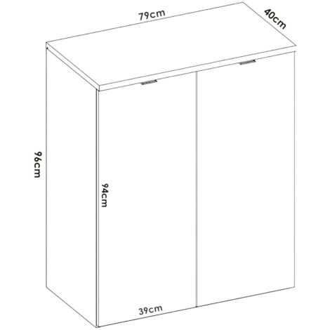 Armoire Salle De Bain Blanche 80x102x37 Cm - 2 Portes à Rainures, 3 étagères Réglables - Kiamami