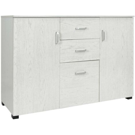 Dmora Buffet moderne avec 3 portes et 2 tiroirs, Buffet de cuisine, Buffet avec étagères et étagères, Made in Italy, Meubles modernes, 120x40h83 cm, Couleur ciment, avec emballage renforcé (1/5)
