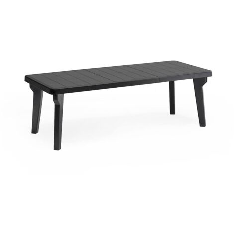 Dmora – Table de jardin rectangulaire extensible 160-220x90h74 cm – Polypropylène résistant aux intempéries – Pour 6 à 8 personnes – Finition mate anthracite (1/4)