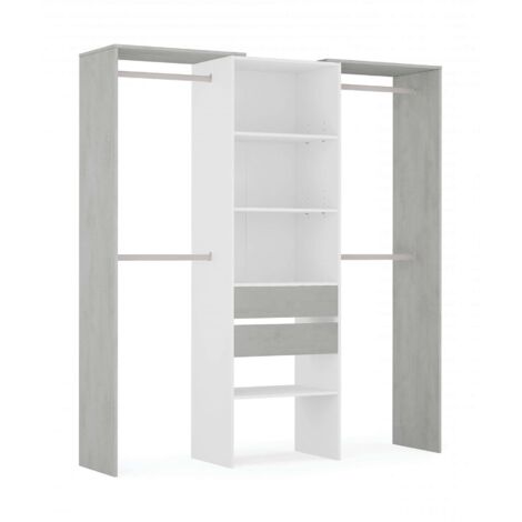 Dmora – Vestiaire ouvert 179x50h202 cm – Armoire sans portes en bois lamellé – 4 étagères réglables – Tiroir et barres de penderie