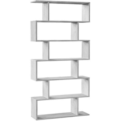 Bibliothèque Ataman, 5 Étagères, 24x80x192h cm Gris Ciment