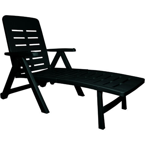 Dmora Chaise longue de jardin pliante à roulettes, solarium, Made in Italy, 72x189x96, Couleur verte (1/3)