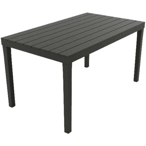 Dmora – Table de jardin rectangulaire 138x78x72 cm – Polypropylène résistant – Imperméable et déperlant – Pour balcon et véranda – Anthracite - 138x78h72