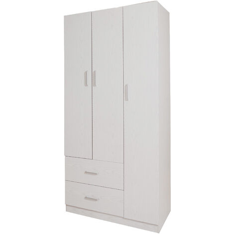Dmora Armoire avec 3 portes et tringle à vêtements, Armoire de chambre, Armoire moderne avec étagères, Made in Italy, 90x42h180 cm, couleur chêne blanchi, avec emballage renforcé