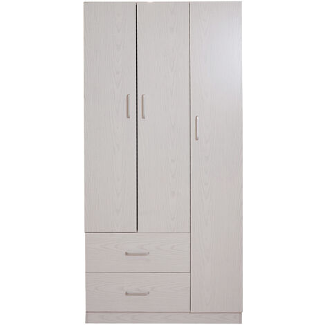 Dmora Armoire avec 3 portes et tringle à vêtements, Armoire de chambre, Armoire moderne avec étagères, Made in Italy, 90x42h180 cm, couleur chêne blanchi, avec emballage renforcé