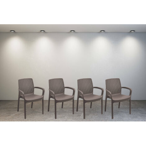 Dmora – Chaise de jardin effet rotin – Lot de 4 – Structure en polypropylène résistante – Dimensions 54x60x82cm – Imperméable et déperlant - 54x60h82 (1/3)