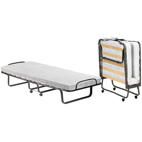 Lit pliant Dparis 80x190 cm – Matelas inclus – 12 lattes en bois – Structure métallique – Peu encombrant – Made in Italy – Talamo Italia - 80x190h37 (1/5)