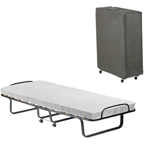Talamo Italia - Lit pliant Dparis, Lit pliant avec sommier à 12 lattes, Matelas inclus, Lit peu encombrant, 100% Made in Italy, 80x190h37 cm, Housse de protection incluse
