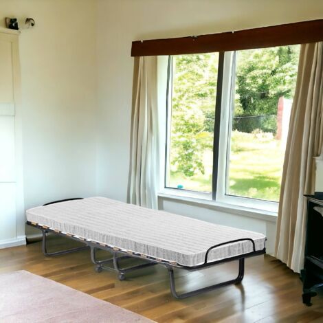 Talamo Italia - Lit pliant Dparis, Lit pliant avec sommier à 12 lattes, Matelas inclus, Lit peu encombrant, 100% Made in Italy, 80x190h37 cm, Housse de protection incluse