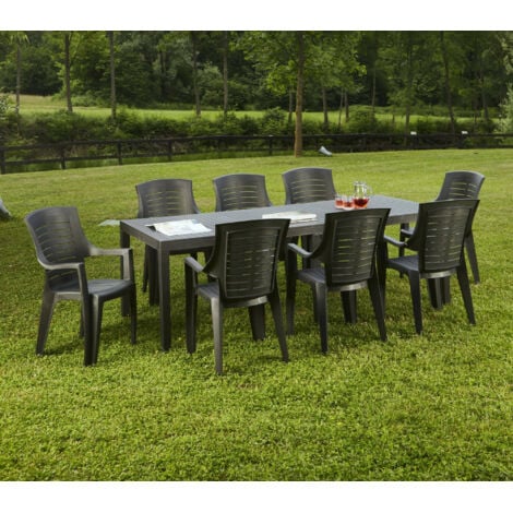 Dmora - Table d'extérieur Susa, Table à manger rectangulaire extensible, Table de jardin extensible, 100% Made in Italy, 150x90h72 cm, Anthracite