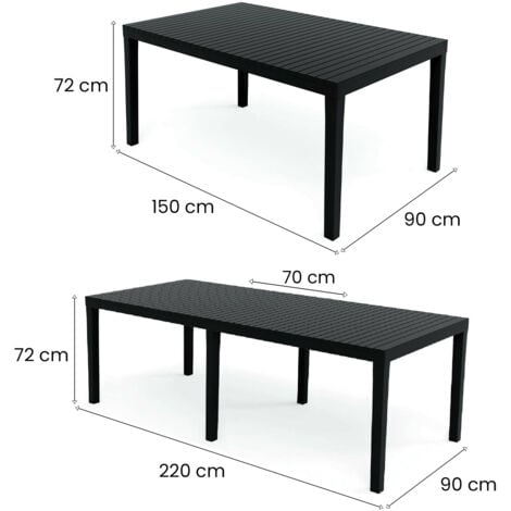 Dmora - Table d'extérieur Susa, Table à manger rectangulaire extensible, Table de jardin extensible, 100% Made in Italy, 150x90h72 cm, Anthracite