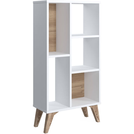 Étagère Bibliothèque Blanche 7 Compartiments - 24 X 50 X 106 Cm - Rangement Pour Salon, Chambre, Bureau, Séparateur De Pièce Enfant - Design Moderne Et Robuste