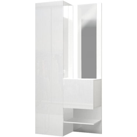 Dmora - Meuble d'entrée Dcristant, Armoire multifonctionnelle avec 2 portes, Armoire polyvalente avec miroir, 90x35h190 cm, Blanc