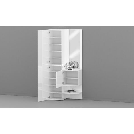 Dmora - Meuble d'entrée Dcristant, Armoire multifonctionnelle avec 2 portes, Armoire polyvalente avec miroir, 90x35h190 cm, Blanc