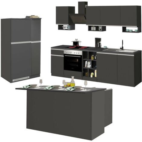 Dmora - Cuisine complète Dancelott, Ensemble de cuisine modulaire, Cuisine modulaire à éléments multiples, 100% Made in Italy, Anthracite et Ardoise (1/5)