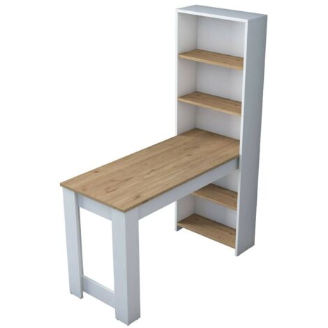 Dmora – Table de salle à manger fixe rectangulaire 120x54 cm – Noyer et blanc – Design moderne pour salon et cuisine – Meuble peu encombrant