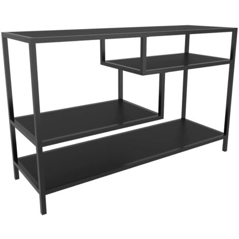 Dmora - Meuble TV Vega, Buffet de salon, Armoire basse pour TV, Base murale de rangement, 120x39h75 cm, Anthracite et Noir, avec emballage renforcé (1/5)